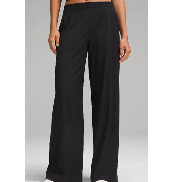 Lululemon Swift Mid Rise Wide Leg Casual Everyday Baggy Business Pant- Black - Picture 1 of 11